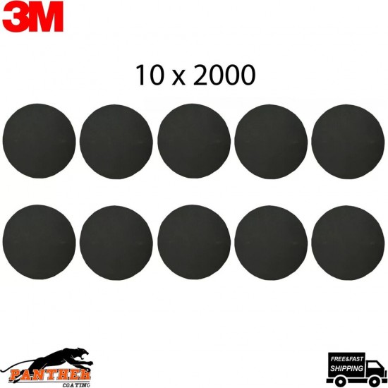 10x 3M 150mm 6" P2000 Grit Hook N Loop Foam Fine Finishing Discs Pad
