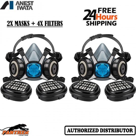 2X Anest Iwata Viper A2P3 Cartridge Respirator Paint Spray Masks Boxed 4x Filter