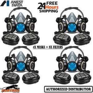 4X Anest Iwata Viper A2P3 Spray Paint Respirator Masks Boxed with 8x Filters