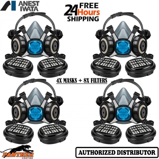4X Anest Iwata Viper A2P3 Spray Paint Respirator Masks Boxed with 8x Filters