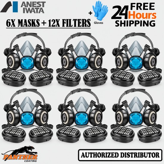 6X Anest Iwata Viper A2P3 Spray Paint Respirator Masks Boxed &12x Filters+Gloves