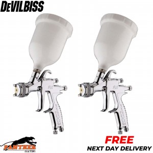 2X Devilbiss FLG-5 Spray 1.3 mm Gun Gravity Car Air Feed Paint Sprayer Solvent