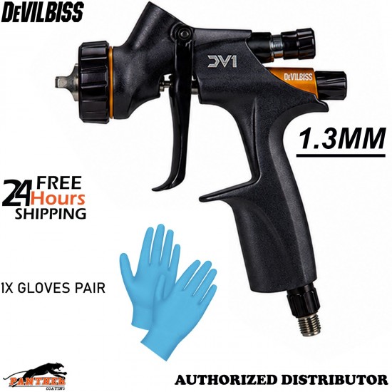 DeVilbiss DV1 1.3mm Non-Digital Clearcoat Spray Gun DV1-U-000-13-C2+ Plus Gloves