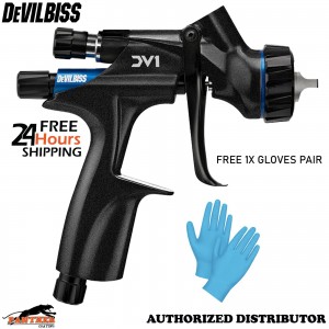 DeVilbiss DV1 Basecoat 1.3mm HVLP Spray Gun DV1-U-000-13-B+ Plus Gloves