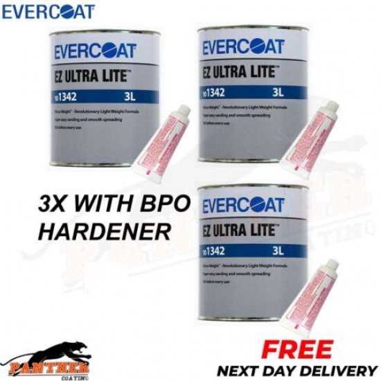 3x EVERCOAT RAGE ULTRA 101341 RAGE ULTRA BODY FILLER WITH BPO HARDENER 3L