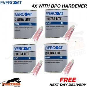 4x EVERCOAT RAGE ULTRA 101341 RAGE ULTRA BODY FILLER WITH BPO HARDENER 3L