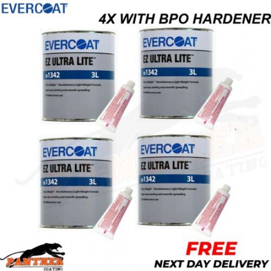 4x EVERCOAT RAGE ULTRA 101341 RAGE ULTRA BODY FILLER WITH BPO HARDENER 3L
