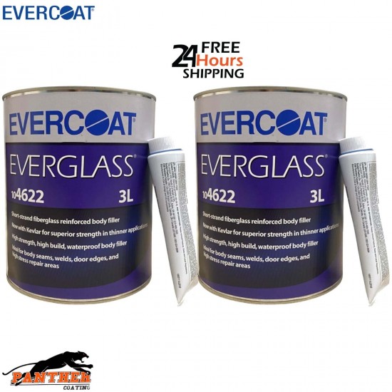 2x EVERCOAT 104622 EVERGLASS FIBERGLASS REINFORCED FILLER 3L - WITH BPO HARDENER