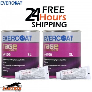 2 X EVERCOAT RAGE GOLD 104106 RAGE GOLD POLYESTER BODY FILLER & BPO HARDENER 3LT