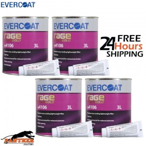 4 X EVERCOAT RAGE GOLD 104106 RAGE GOLD POLYESTER BODY FILLER & BPO HARDENER 3LT