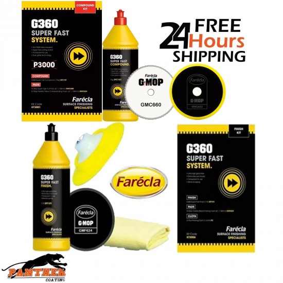 Farecla G360 Fast Compound Kit & G360 Fast Polish Kit & Backing Pad KT KITS
