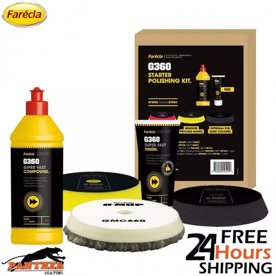 Farecla G360 Starter Polishing Kit KT3036 Super Fast Compound & Finish Pad Set