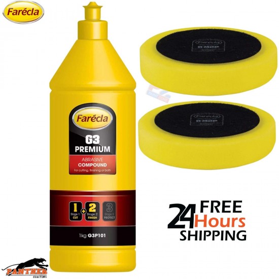 Farecla G3 Premium Compound 1kg + 2x GMC612 Foam Pads – Polishing Kit