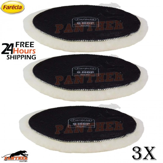 3x Farecla GML601 6" Lambswool Polishing Pad – Hook & Loop Backed