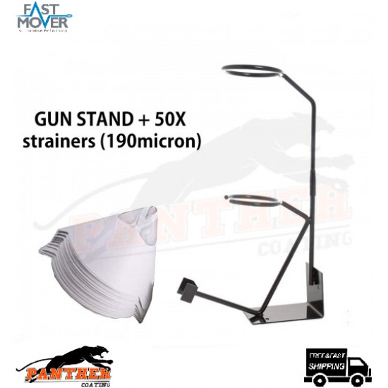 FAST MOVER FMT5000 Spray Gun Holder Stand Bench Mounted + 50 Strainers 190micron