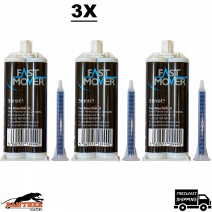 Fast Mover 3x FMT6340 Plastic Repair 2K PU Adhesive 50ml – Quick Set Formula
