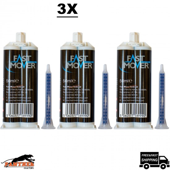 Fast Mover 3x FMT6340 Plastic Repair 2K PU Adhesive 50ml – Quick Set Formula
