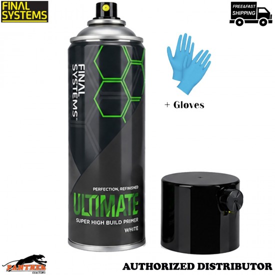Final Systems Ultimate White Primer Aerosol 400ml High Build Body Repair +Gloves