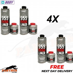 HB BODY 955 TOUGH LINER PROTECTIVE COATING BLACK 4 BOTTLE KIT - WITH HARDENER