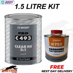 HB Body C 493 2:1 Matt Clear Lacquer 1L WITH H 753 NORMAL HARDENER 1.5 LTR