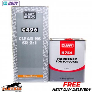 HB BODY 496 5L 2K HS CLEAR COAT LACQUER 2.5L FAST HARDENER 754 -7.5LTR KIT