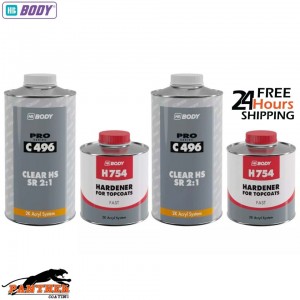 HB BODY 496 2K HS 2:1 CLEAR COAT LACQUER WITH 754 FAST HARDENER - 3LTR KIT