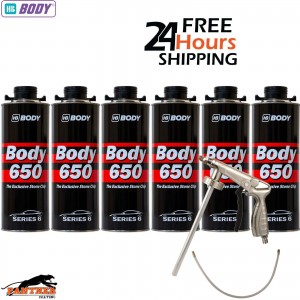 6x HB BODY 650 STONE CHIP BLACK 1KG WITH UNDERBODY COATING GUN
