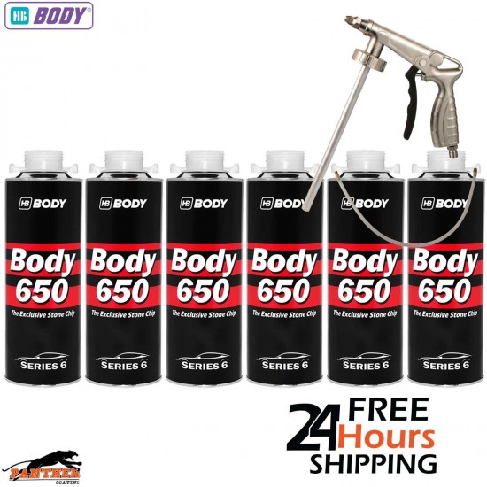 6x HB BODY 650 STONE CHIP WHITE 1KG WITH UNDERBODY COATING GUN