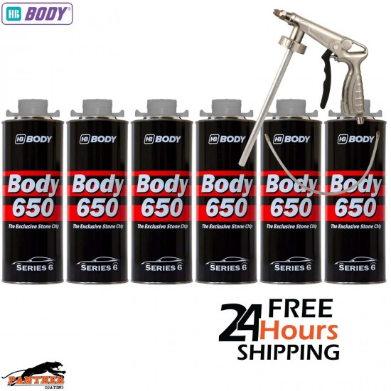 6x HB BODY 650 STONE CHIP GREY 1KG WITH UNDERBODY COATING GUN