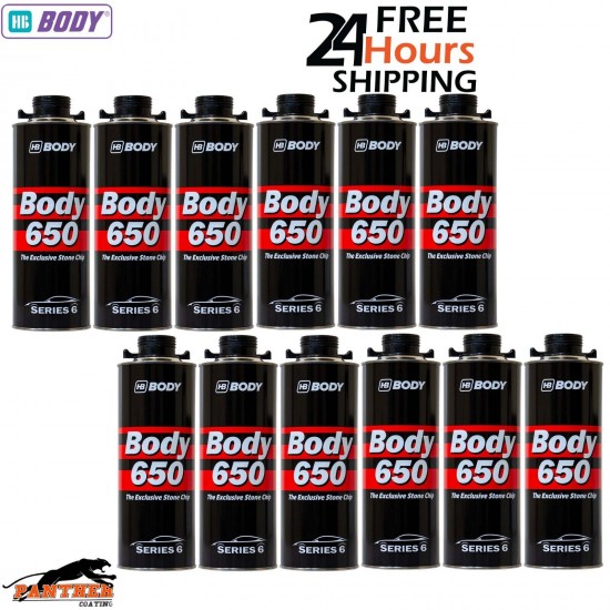 12x HB BODY 650 STONE CHIP BLACK 1KG SCREW TOP CAN SERIES 6
