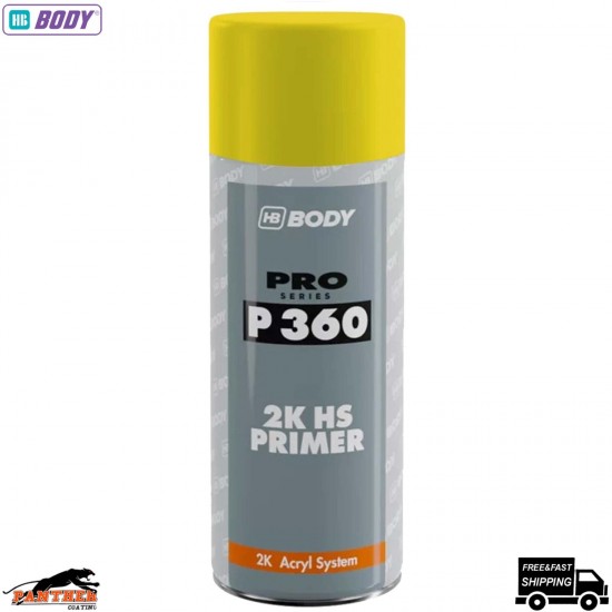 HB Body P360 Yellow High Build Primer Aerosol 400ml – Fast-Drying Car Spray