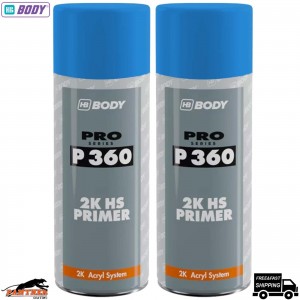 2x HB Body P360 Blue High Build Primer Aerosol 400ml – Fast-Drying Car Spray