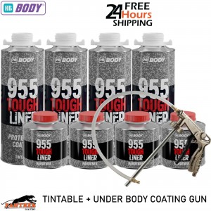 HB BODY 955 Truck Bed Liner Kit – Tintable (4 Bottles) + Hardener + Gun