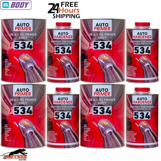 4x HB BODY 534 2K Primer Grey High Build 5L Kits (4L + 1L Hardener)
