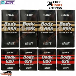 4x HB BODY 698 HS SR 2:1 Clearcoat Kits 7.5L + 620 Hardener – 2K Lacquer