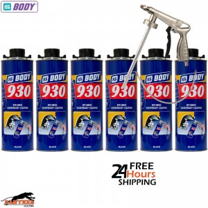 6X HB Body 930 Black Bitumen Underbody 1L – Professional Underseal + Gun
