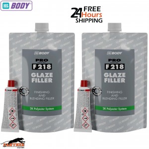 2x HB Body F218 2K Polyester Self‑Levelling Finishing Glaze Putty Filler 500 ml