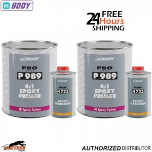 2x HB Body P989 Epoxy 2K Primer 5L - Grey With H732 Hardener - Kit
