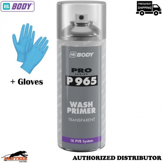 HB BODY P965 Wash Primer Aerosol 400ml Anti Corrosion + 1x Glove Pair