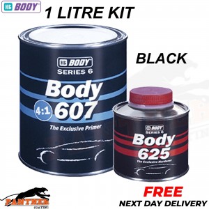 HB BODY 607 DEEP FILLING PRIMER 4:1 800ML WITH 200ML HARDENER KIT 1LTR : BLACK