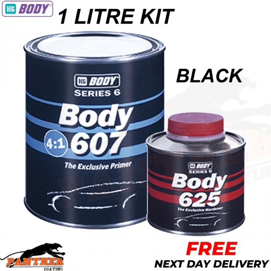 HB BODY 607 DEEP FILLING PRIMER 4:1 800ML WITH 200ML HARDENER KIT 1LTR : BLACK