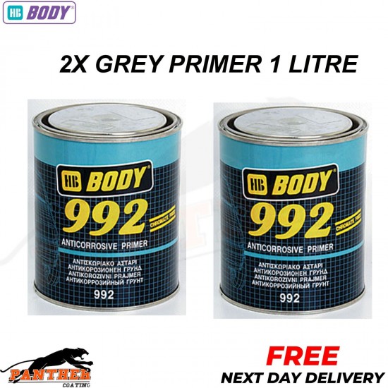 2X HB BODY 992 Anti corrosive, Anti rust primer 1KG GREY -NEXT DAY FREE DELIVERY