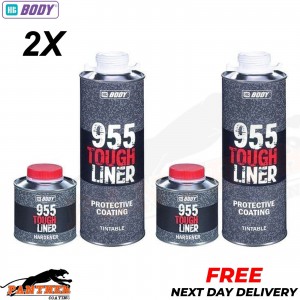 2X HB BODY 955 TOUGH BED LINER COATING 2 BOTTLE KIT WITH HARDENER - TINTABLE