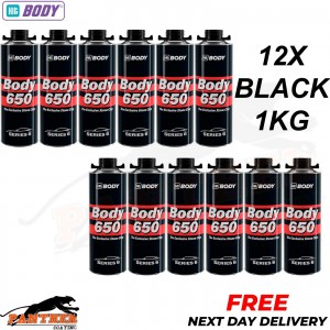 12X HB BODY 650 STON CHIP BLACK 1 KG screw top can SERIES 6