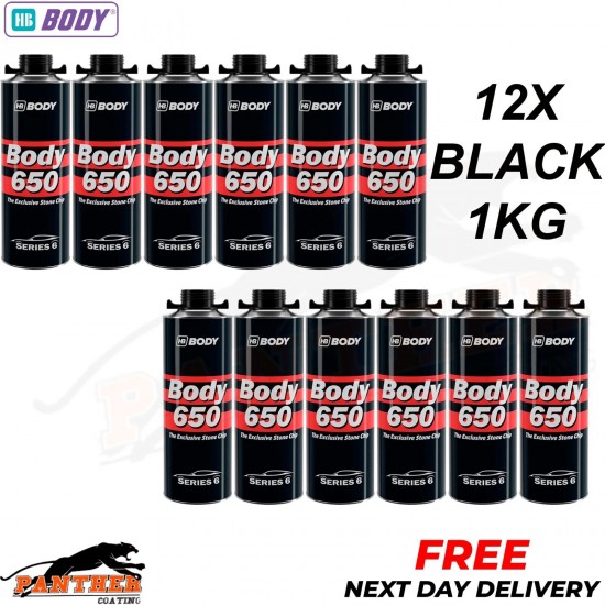 12X HB BODY 650 STON CHIP BLACK 1 KG screw top can SERIES 6