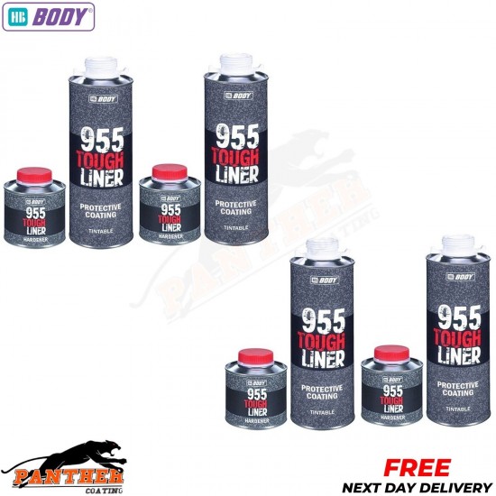 HB BODY 955 TOUGH BED LINER COATING TINTABLE 4 BOTTLE KIT - WITH HARDENER