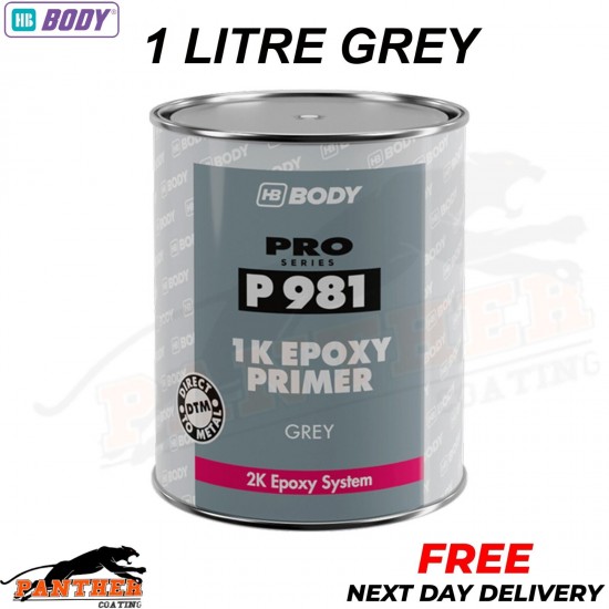 HB Body PRO P 981 1K Epoxy Primer Grey 1 LITRE 1K EPOXY SYSTEM ALUMINIUM, GALV,
