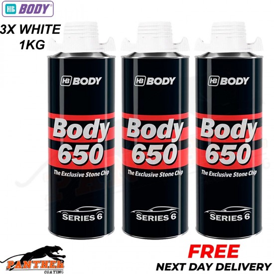 3X HB BODY 650 STON CHIP WHITE 1 KG screw top can SERIES 6