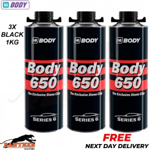 3X HB BODY 650 STON CHIP BLACK 1 KG screw top can SERIES 6