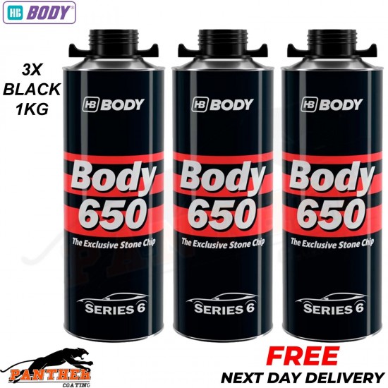 3X HB BODY 650 STON CHIP BLACK 1 KG screw top can SERIES 6